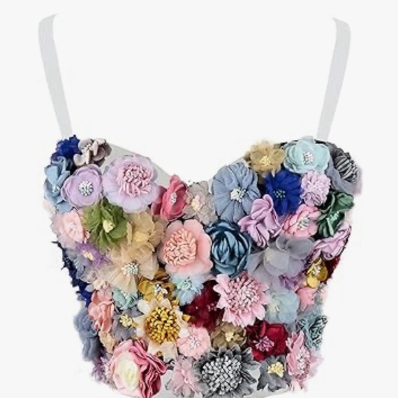 Ellacci Floral Embellished Bustier Top - Picture 2 of 7